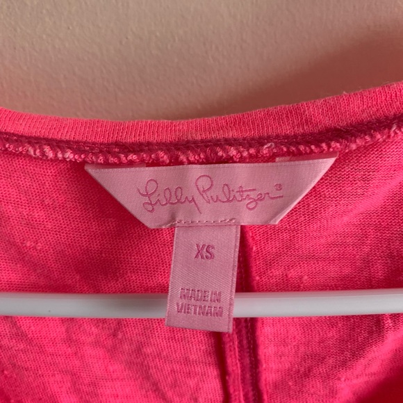 Lilly Pulitzer Pink Mikela Linen Tee T-shirt - Picture 4 of 6